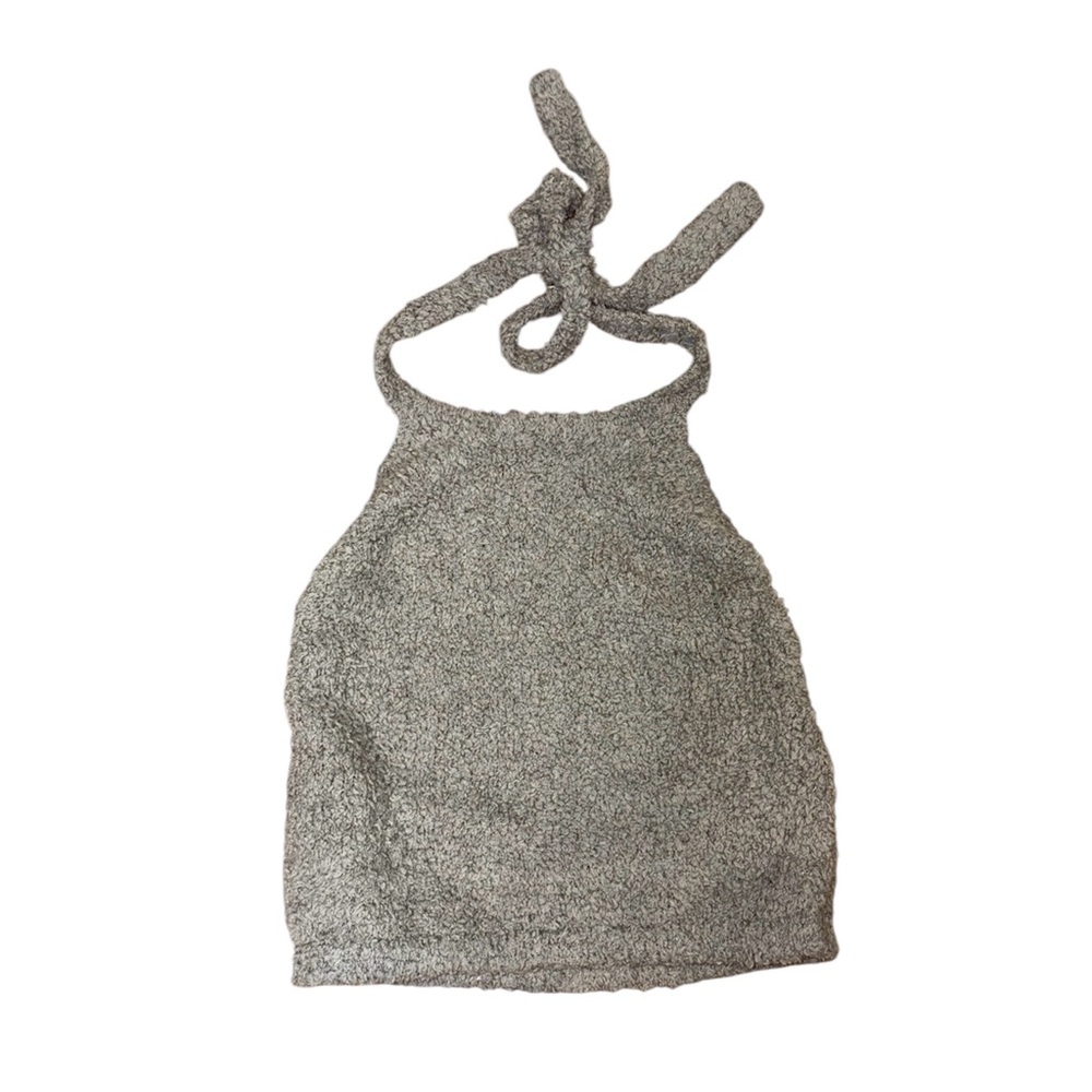 Shimmery Halter Crop Top in Silver